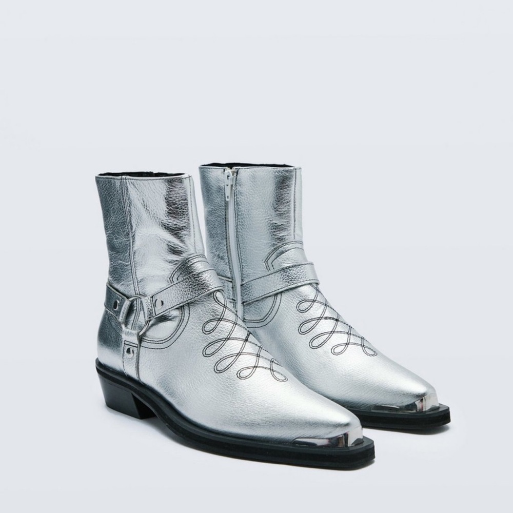 New Real Leather Harness Ankle Western Boots